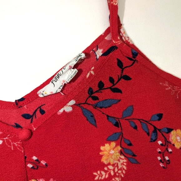Pink Rose Red Floral Tie-Front Tank Top - Picture 6 of 6